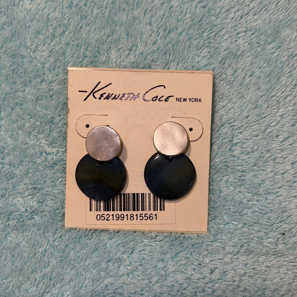 Kenneth Cole New York Blue & Silver Tone Earrings Brand New